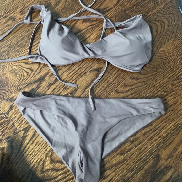 RVCA metallic chrome purple color swim suit set wi
